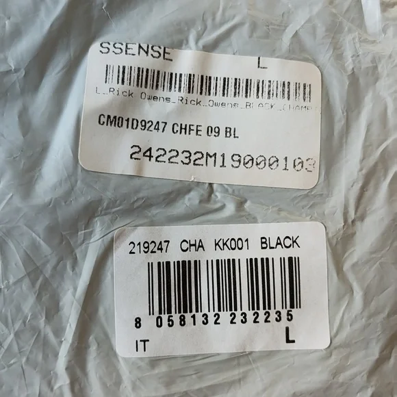 CHAMPION CARGO DIETRICH DRAWSTRING PANTS BLACK Rick‎ Owens/SSENSE Size Large NWT